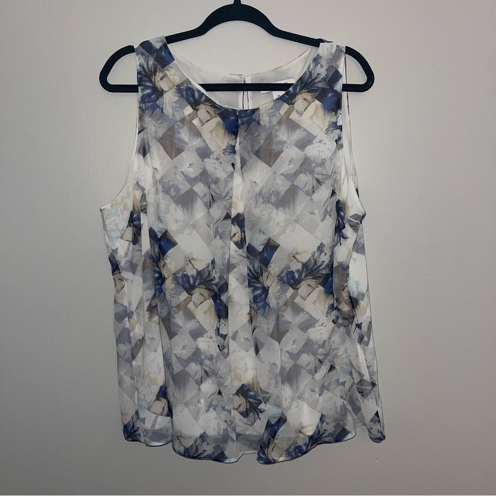 Abstract Blue and Gray Women's Top